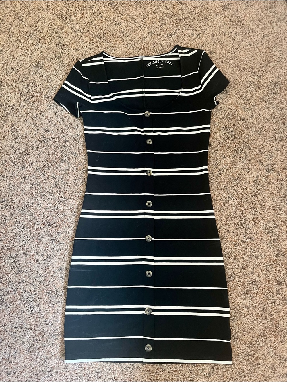 Black & White Striped Body Con Dress